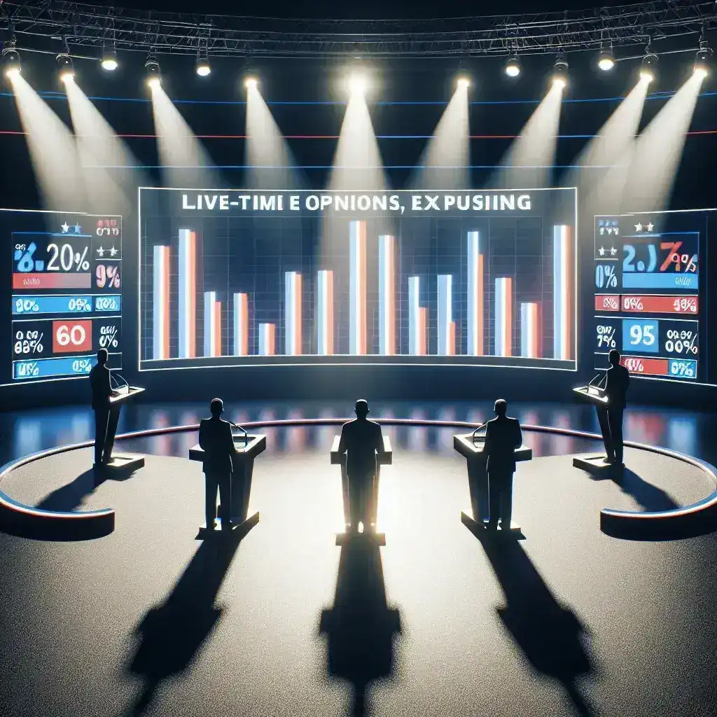 "Real-time polling feature integration during a presidential debate on Paramount+ screen capture, showcasing viewer engagement and interactive TV experience."